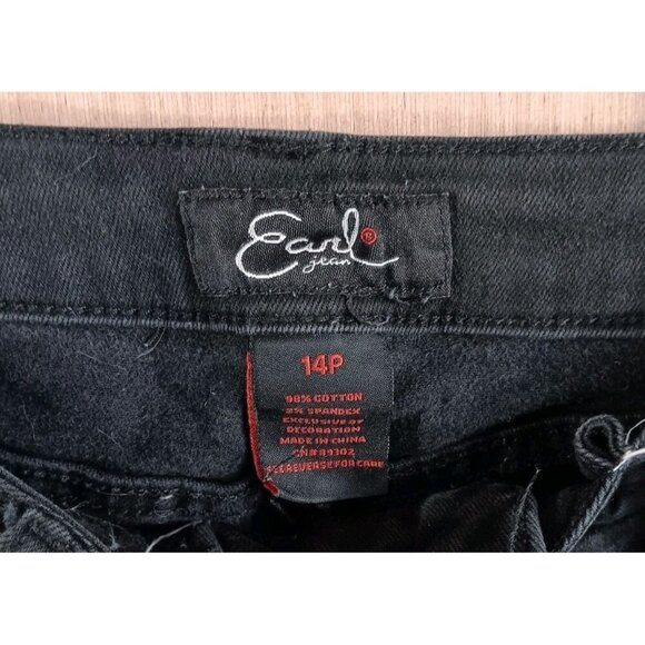 Earl Jeans 14P Women's Black Mid-rise Capri Short Embellished Embroidered - Picture 4 of 6